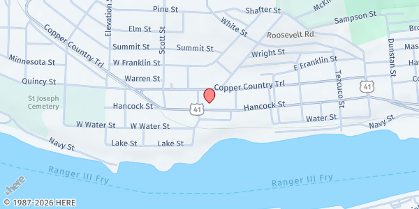 Map showing Little Brothers Friends of the Elderly - Hancock at 527 Hancock St., Hancock, MI