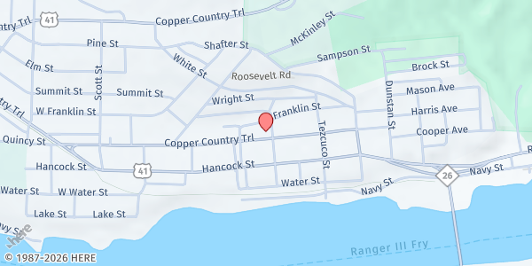 Map showing Salvation Army (Hancock) at 408 Ravine St, Hancock, MI