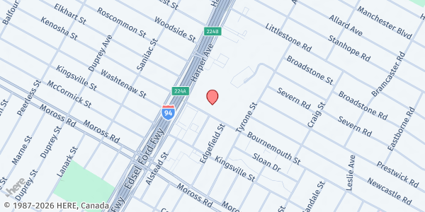 Map showing Peace and Goodwill Church - Back Parking Lot at 20955 Bournemouth Street, Harper Woods, MI