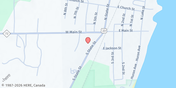 Map showing St Anne Catholic Church at 110 S State St, Harrisville, MI