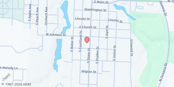 Map showing Hart Area Public Library at 415 South State St, Hart, MI