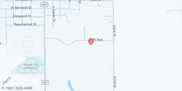 Map showing Aleman Center at 63559 60th Avenue, Hartford, MI