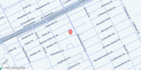 Map showing Avalon Village at 24 Avalon Street, Highland Park, MI