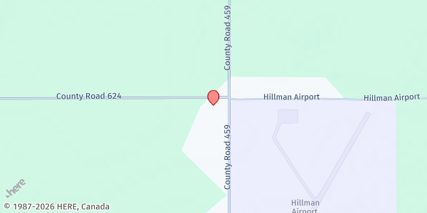 Map showing New Beginnings Ministries at 16960 County Road 459, Hillman, MI