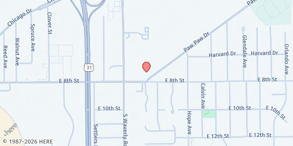 Map showing Community Action House Food Club & Opportunity Hub at 739 Paw Paw Drive, Holland, MI