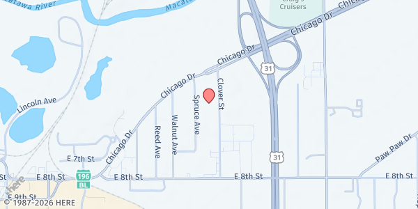 Map showing Salvation Army - Holland at 104 Clover Ave, Holland, MI