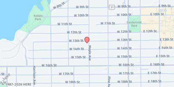 Map showing St. Vincent De Paul Center at 170 W. 13th Street, Holland, MI