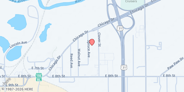 Map showing The Salvation Army Holland at 104 Clover St, Holland, MI