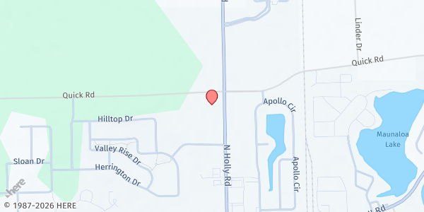 Map showing Holly Calvary United Methodist Church at 15010 North Holly Road, Holly, MI