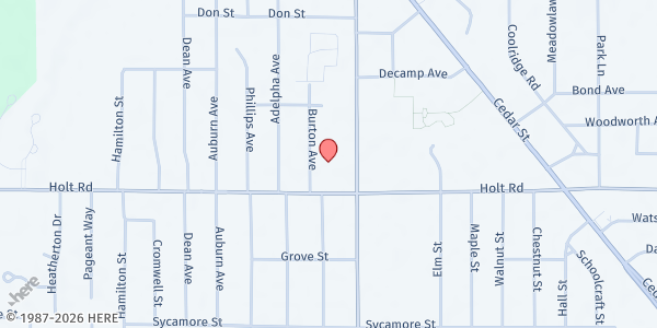 Map showing Holt Community Food Bank at 2021 N Aurelius Rd, Holt, MI