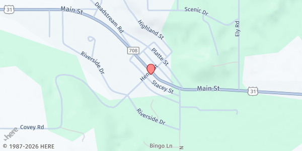 Map showing Benzie Food Partners Food Pantry at 10907 Main Street, Honor, MI