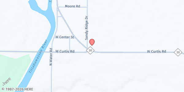 Map showing Edenville SDA Church at 6530 Sandy Ridge Dr., Hope, MI