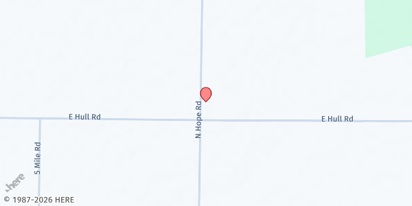 Map showing Hope United Methodist Church at 5278 N. Hope Rd, Hope, MI