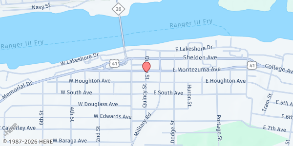 Map showing Trinity Episcopal Church at 205 E. Montezuma Ave, Houghton, MI