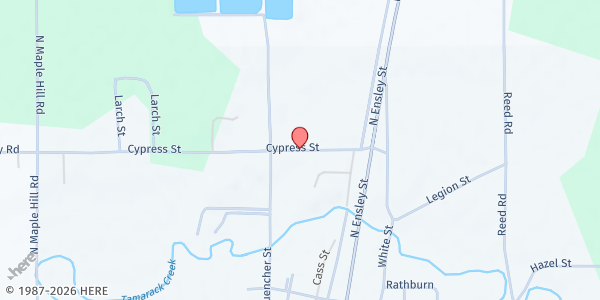 Map showing Helping Hands Food Pantry at 1105 South Ensley, Howard City, MI