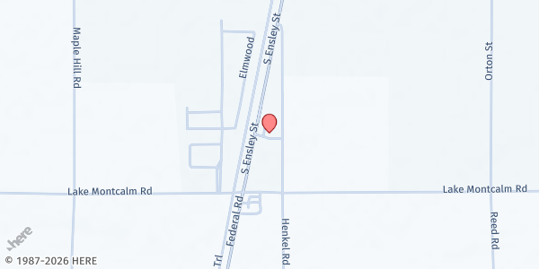 Map showing Helping Hands - Howard City at 1105 Ensley St, Howard City, MI
