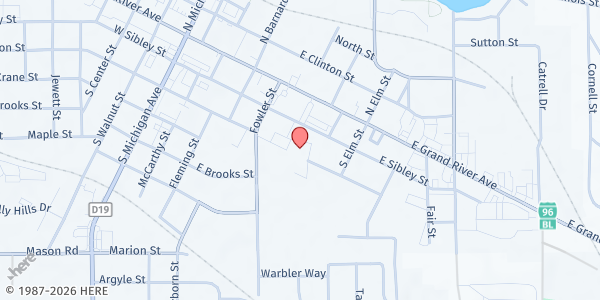 Map showing God's Kitchen at St. Joseph Church at 440 East Washington Street, Howell, MI