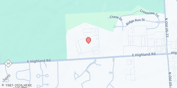 Map showing Hartland Senior Center at 9525 East Highland Road, Howell, MI