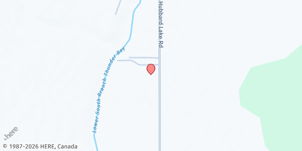 Map showing Hubbard Lake Bible Church at 13508 Hubbard Lake Rd, Hubbard Lake, MI