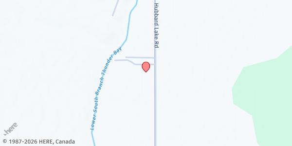 Map showing Hubbard Lake Bible Church at 13508 Hubbard Lake Rd, Hubbard Lake, MI