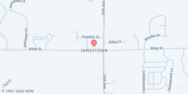 Map showing Patmos Public Library Hudsonville at 2445 Riley Street, Hudsonville, MI
