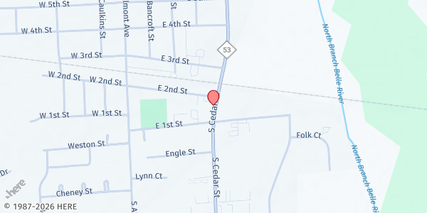 Map showing St. Paul Lutheran-Imlay City at 200 Cedar St. North, Imlay City, MI