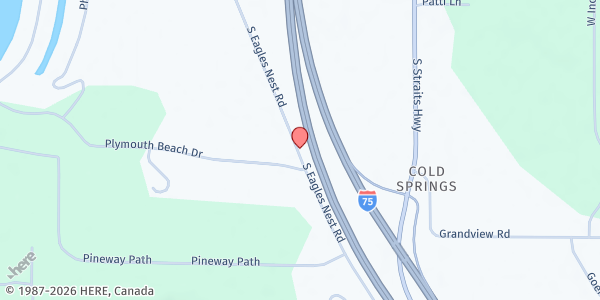 Map showing Living Waters GMC at 5407 Eagles Nest Rd., Indian River, MI