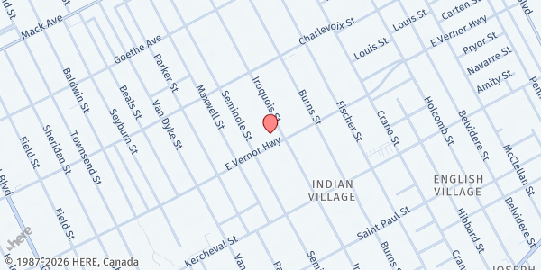 Map showing Iroquois Avenue Christ Lutheran at 2411 Iroquois Avenue, Indian Village, MI