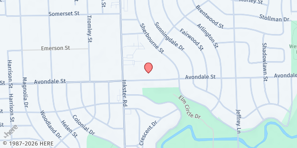 Map showing Bridging The Gaps Community and Family Development Centers - Inkster Food Pantry at 27100 Avondale Street, Inkster, MI