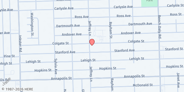 Map showing Cooper Memorial Church at 4119 John Daly Street, Inkster, MI