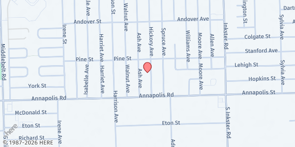 Map showing MP - Inkster Housing Commission-Demby at 4360 Hickory Street, Inkster, MI