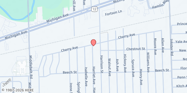 Map showing MP-Womack Temple C.M.E. Church at 28445 Cherry Street, Inkster, MI