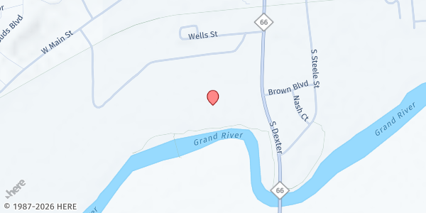 Map showing Ionia Fairgrounds at 317 S. Dexter Street, Ionia, MI