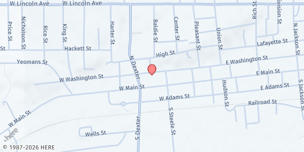 Map showing Zion Church of Ionia at 423 W. Washington St., Ionia, MI