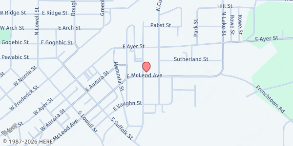 Map showing Ironwood Wesley United Methodist at 500 McLeod Ave., Ironwood, MI