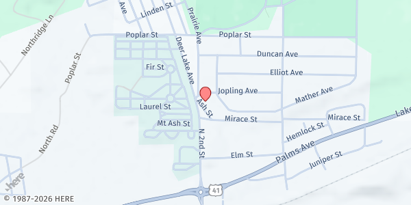 Map showing Central Upper Peninsula Food at 1710 Ash St, Ishpeming, MI