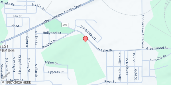 Map showing Hope Free Lutheran Church at 795 North Lake Drive, Ishpeming, MI