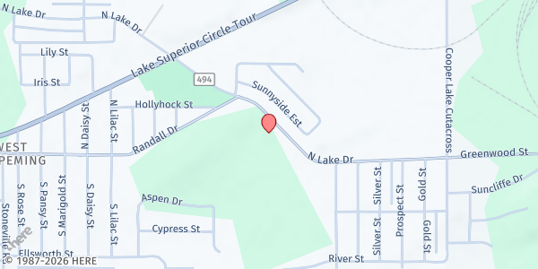 Map showing Hope Free Lutheran Church Food Pantry at 795 North Lake Drive, Ishpeming, MI