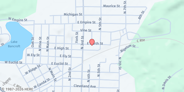 Map showing Mother Olga Food Pantry at 700 East North St, Ishpeming, MI