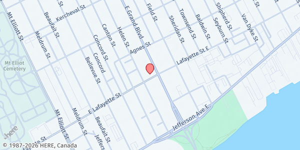 Map showing Church of the Messiah at 231 East Grand Boulevard, Islandview, MI