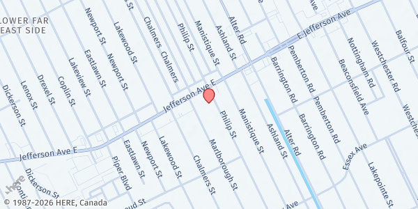 Map showing Faith Lutheran Church SEV at 897 Philip Street, Jefferson Chalmers, MI