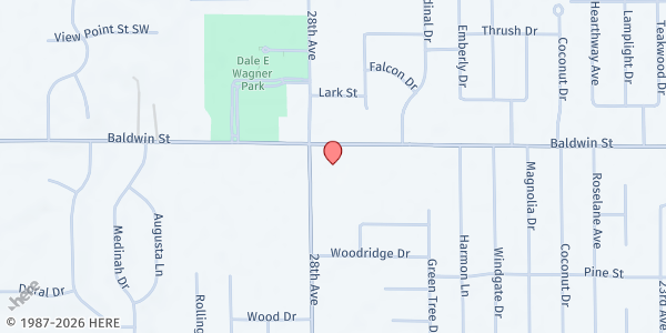 Map showing Georgetown United Methodist Church Food Pantry at 2766 Baldwin Street, Jenison, MI
