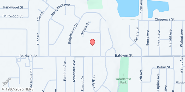 Map showing Holy Cross Lutheran at 1481 Baldwin, Jenison, MI