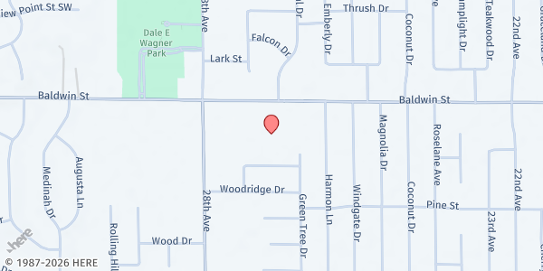 Map showing Holy Redeemer Catholic Church Food Pantry at 2700 Baldwin Street, Jenison, MI