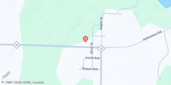 Map showing Giving Tree Food Pantry at 10722 E. M-32, Johannesburg, MI