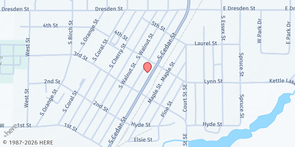 Map showing Kalkaska Area Interfaith Resources (K.A.I.R.) at 324 S. Cedar Street, Kalkaska, MI