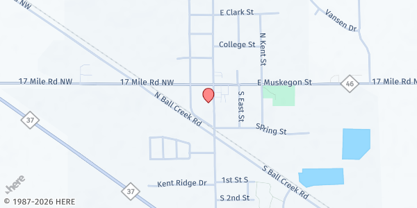 Map showing Kent District Library - Tyrone Township Branch at 43 S. Main Street, Kent City, MI