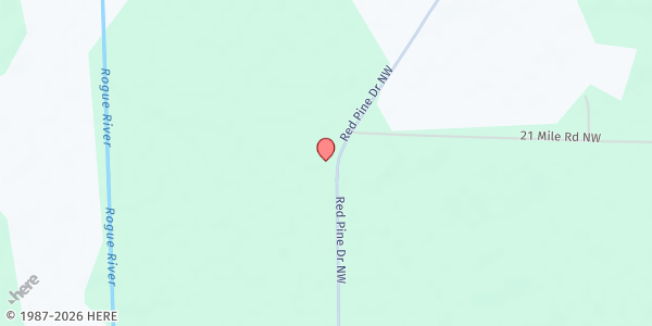 Map showing Red Pine Bible Church at 17195 Red Pine Dr., Kent City, MI