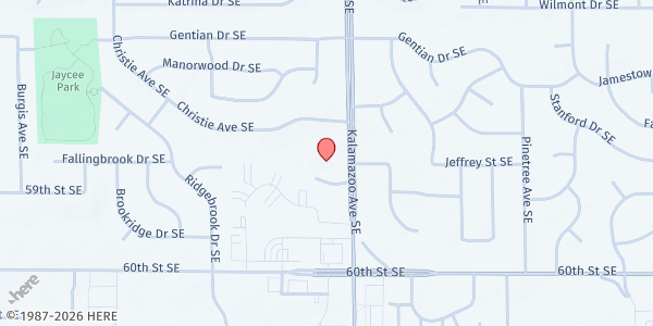 Map showing Kentwood Christian Church at 5841 Kalamazoo Ave. SE, Kentwood, MI