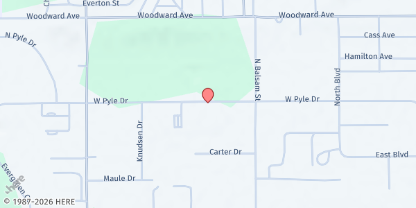 Map showing Grace Baptist Church Food Pantry at 1295 Pyle Drive, Kingsford, MI